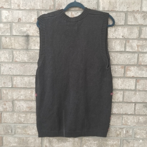 Westbound Christmas Tree Holiday BLACK Sweater Vest (size LARGE) Hand Knitted - Picture 5 of 7